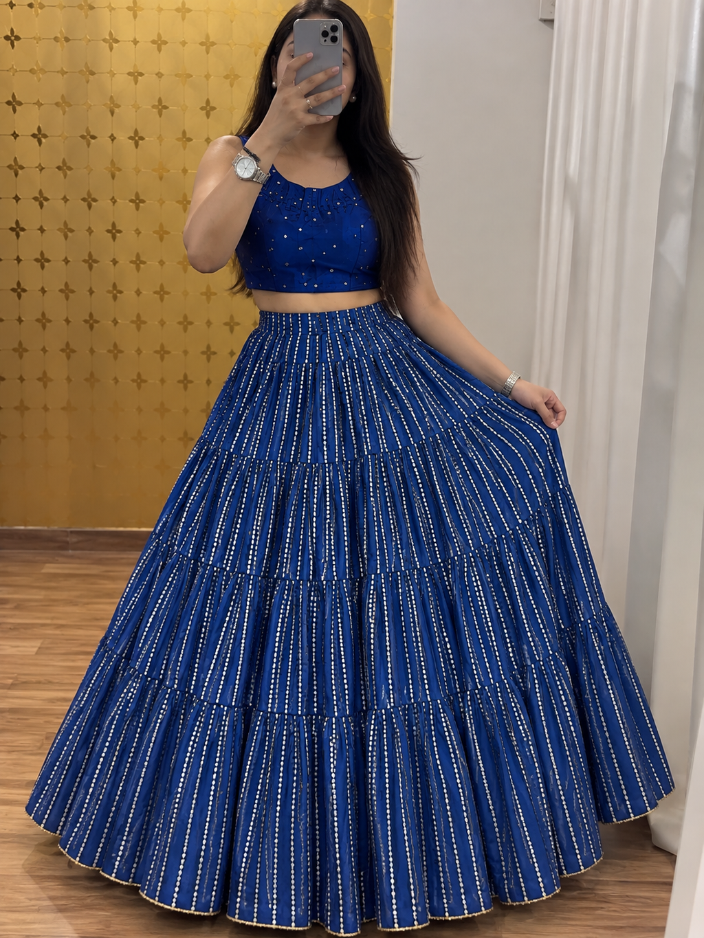 💙 Royal Blue Mirror Work Chaniya Choli-FREE SIZE