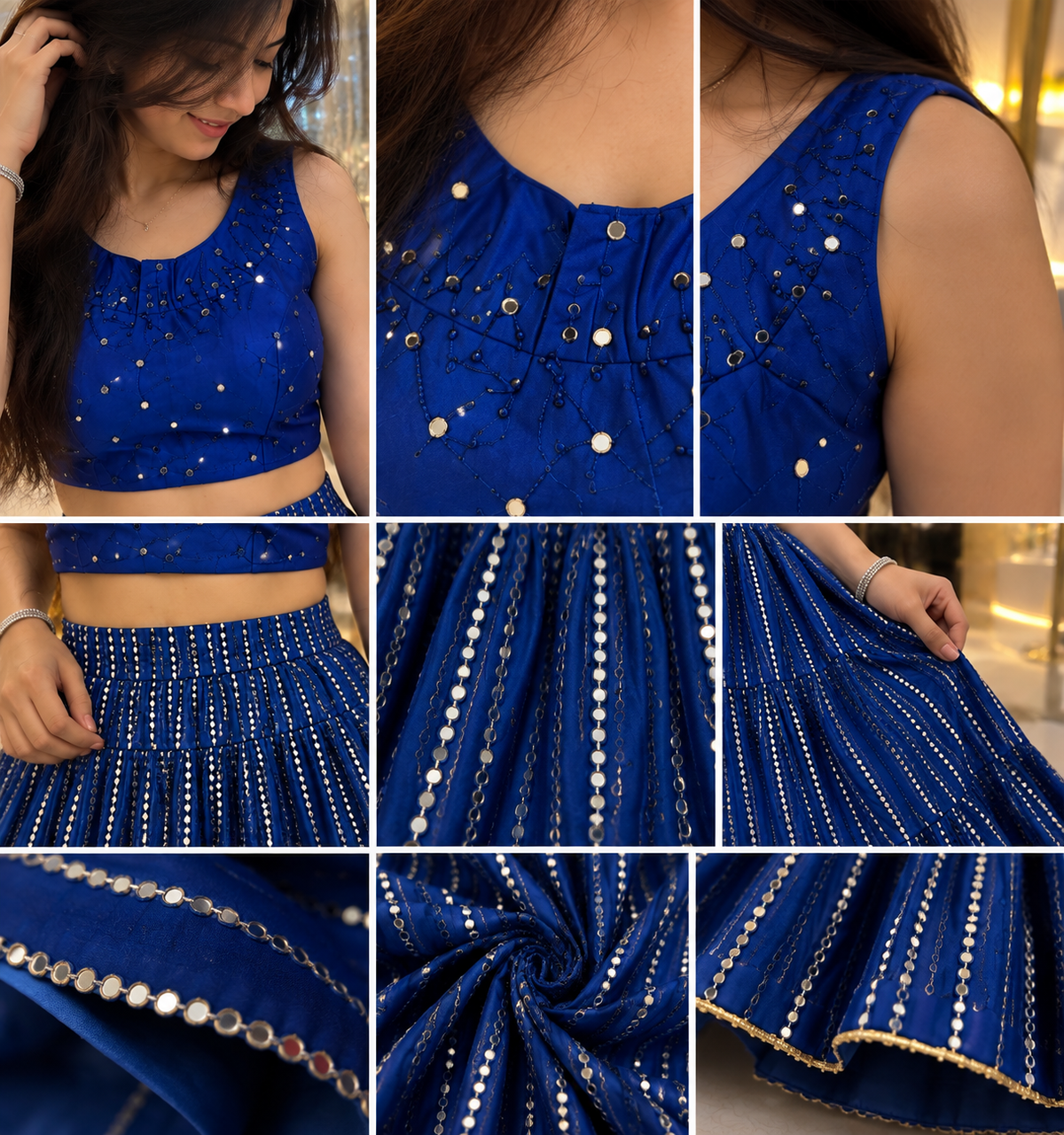 💙 Royal Blue Mirror Work Chaniya Choli-FREE SIZE