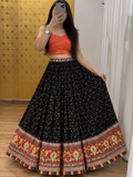 🖤 Black & Multicolor Embroidered Chaniya Choli-FREE SIZE